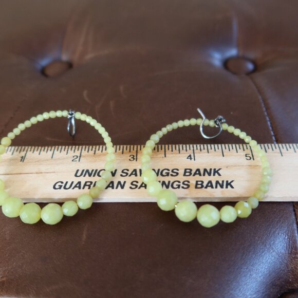 Chan Luu faceted light green jade (?) front facing hoops earrings 2" long drops - Picture 12 of 13
